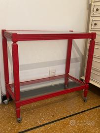 Carrellino di legno e ripiani in vetro