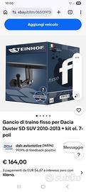 Gancio traino per dacia duster