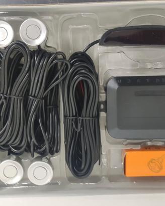 Kit universale 4 sensori parcheggio argento displa