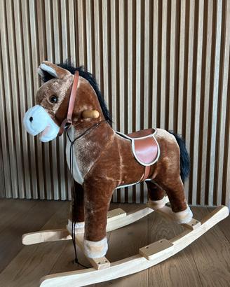 Cavallo a dondolo legno e peluche COME NUOVO