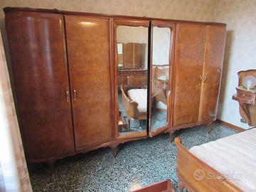 Armadio artigianale legno con specchio - Anni '50