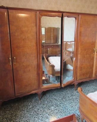Armadio artigianale legno con specchio - Anni '50