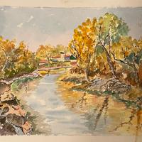 Dipinto acquerello fiume - G. Arduini