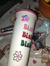 bicchiere con cannuccia personalizzato