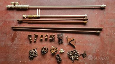 Bastoni per tende in legno con accessori