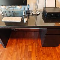 Scrivania Ikea Malm nero wengé con cassettiera