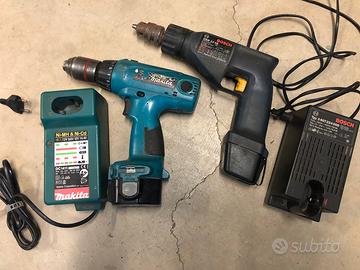 2 trapani avvitatori con batterie esauste