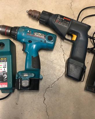 2 trapani avvitatori con batterie esauste
