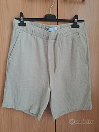 Bermuda Zara Uomo Lino e Cotone Beige - TG. M