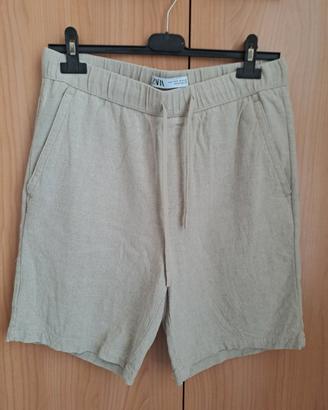 Bermuda Zara Uomo Lino e Cotone Beige - TG. M