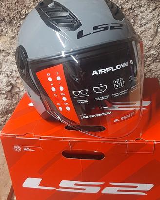 Casco jet LS2 Airflow II grigio lucido.