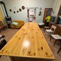Tavolo in legno di pino  fatto a mano 3 metri X 1