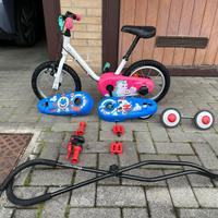 Bici bambina bambino Btwin 14" rotelle con barra