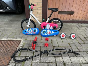 Bici bambina bambino Btwin 14" rotelle con barra