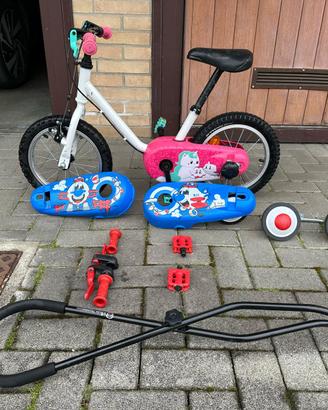 Bici bambina bambino Btwin 14" rotelle con barra