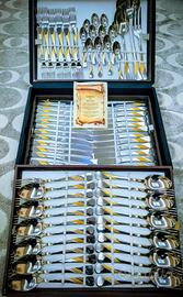 Posate Inoxpran acciaio 18/10 e oro zecchino 24kt.