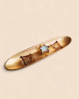 Set decorativo con vassoio dorato + candela stell