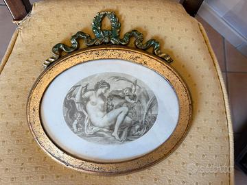 Quadro antico ovale”venere e cupido”