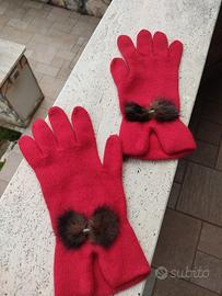 guanti donna in lana rossa 