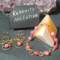 set orecchini bracciale rodonite argentina risa