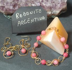 set orecchini bracciale rodonite argentina risa