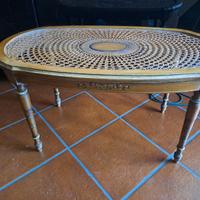 Tavolino vintage in paglia di Vienna