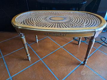 Tavolino vintage in paglia di Vienna