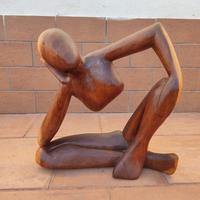 Statua Indiana in legno di Teak