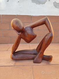 Statua Indiana in legno di Teak