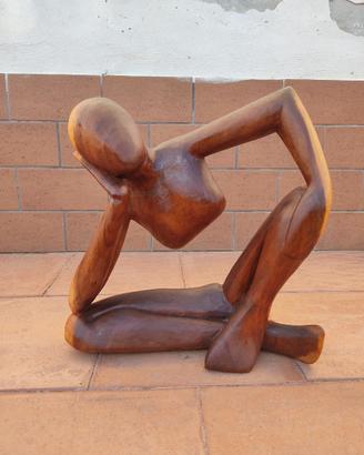 Statua Indiana in legno di Teak