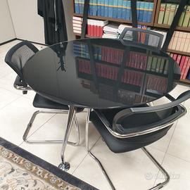 TAVOLO VETRO NERO ROTONDO