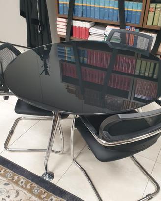 TAVOLO VETRO NERO ROTONDO