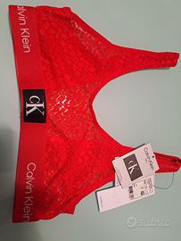 reggiseno pizzo rosso corallo calvin klein tg.  S
