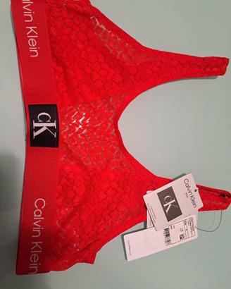 reggiseno pizzo rosso corallo calvin klein tg.  S