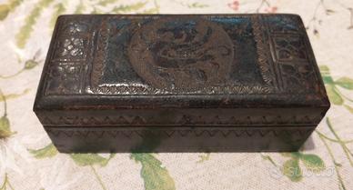 scatola portafrancobolli vintage in legno 