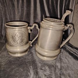 Coppia Boccali Peltro Fine Vintage 