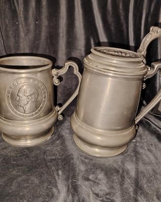 Coppia Boccali Peltro Fine Vintage 