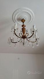 Lampadario vintage ottone