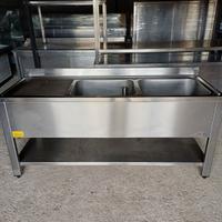 Lavello Acciaio Inox Doppia Vasca + Alzatina 190