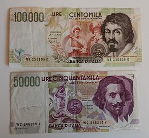 11# Banconote 100000 lire Caravaggio II tipo e 500