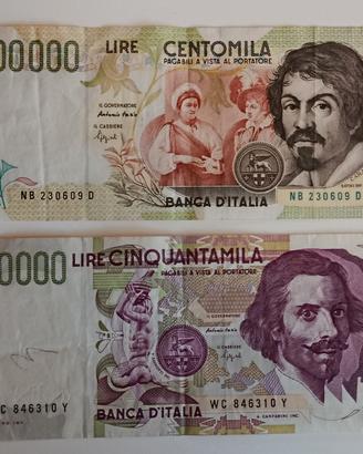 11# Banconote 100000 lire Caravaggio II tipo e 500