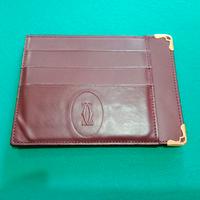 Porta tessere Cartier originale in pelle bordeaux