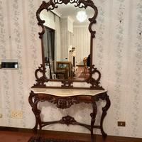 Specchiera console con piano in marmo