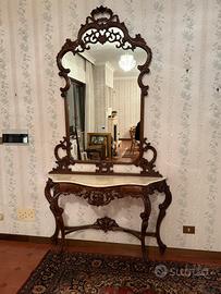 Specchiera console con piano in marmo