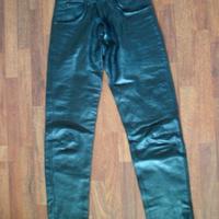 pantaloni moto  pelle nera american eagle tg.34