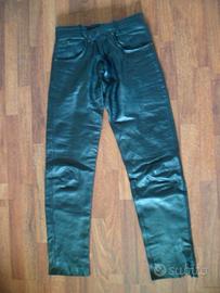 pantaloni moto  pelle nera american eagle tg.34