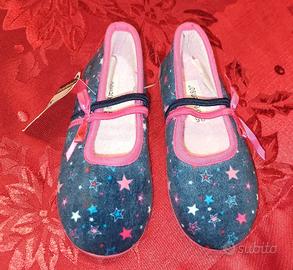 Pantofole bambina n. 25 blu rosa con stelline