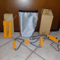 Set fitness colore arancione pesi, fascia, corda