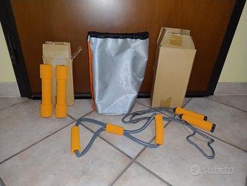 Set fitness colore arancione pesi, fascia, corda