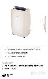 condizionatore portatile pinguino Beko 9000 btu